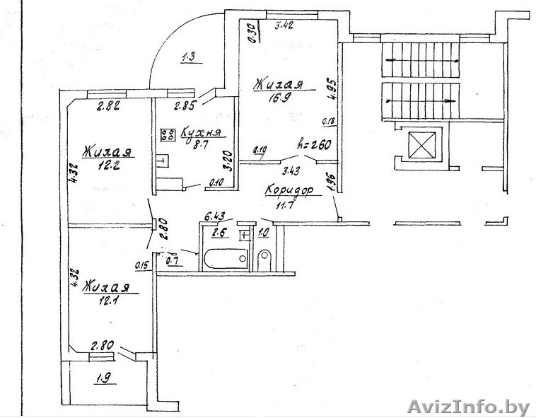 3-комнатная квартира, девятовка, ул. Брикеля - Изображение #1, Объявление #1269883