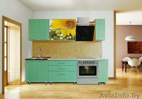 Кухня "Прима ОДВ 2 АЛ 2,0" с витражом "Подсолнух"  - Изображение #1, Объявление #1295158
